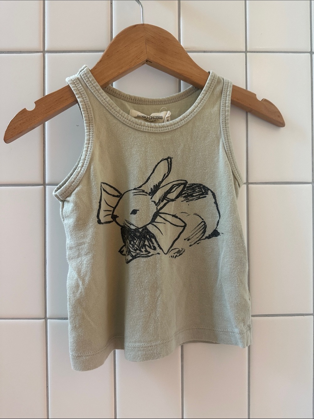 OG Bobo Choses! Sage Green Bunny Tank Top size 1, rare and HTF